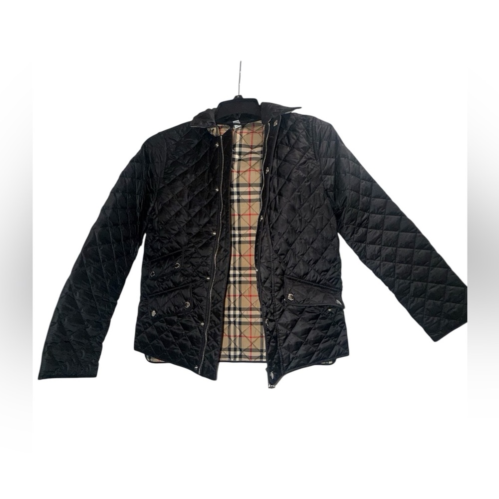 Burberry Beige Quilted Kids Jacket Size 12 Youth with Plaid Interior